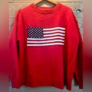 LUXURIOUS CASHMERE BLEND AMERICAN FLAG COZY SWEATER - OVERSIZED